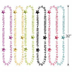 Happy Retirement Multicolor Beaded Necklaces - 32-inch, 6-Pack