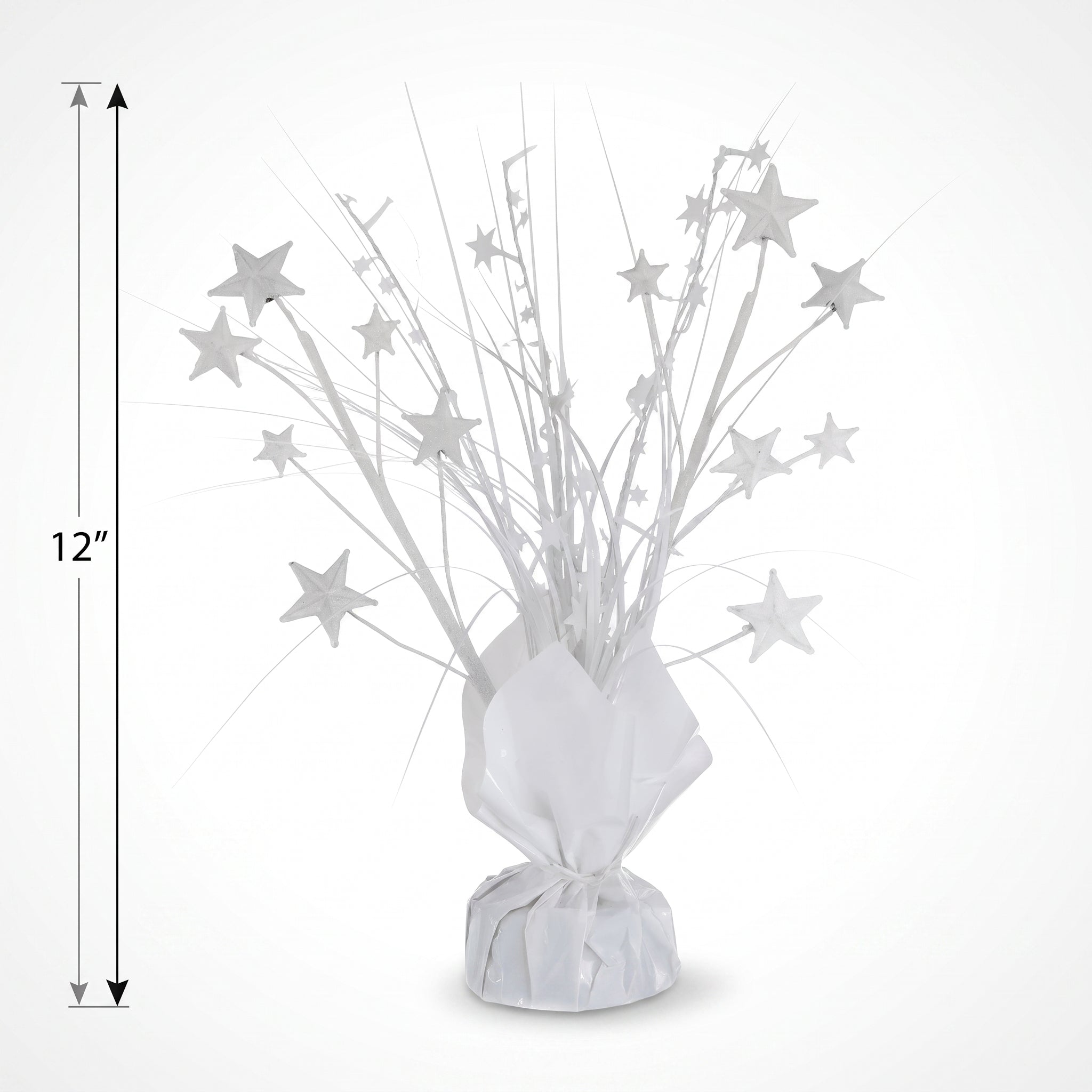 Elegant White Foil Star Spray Centerpiece - 12"