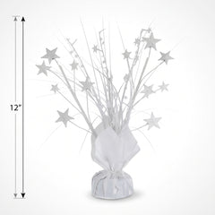 Elegant White Foil Star Spray Centerpiece - 12"