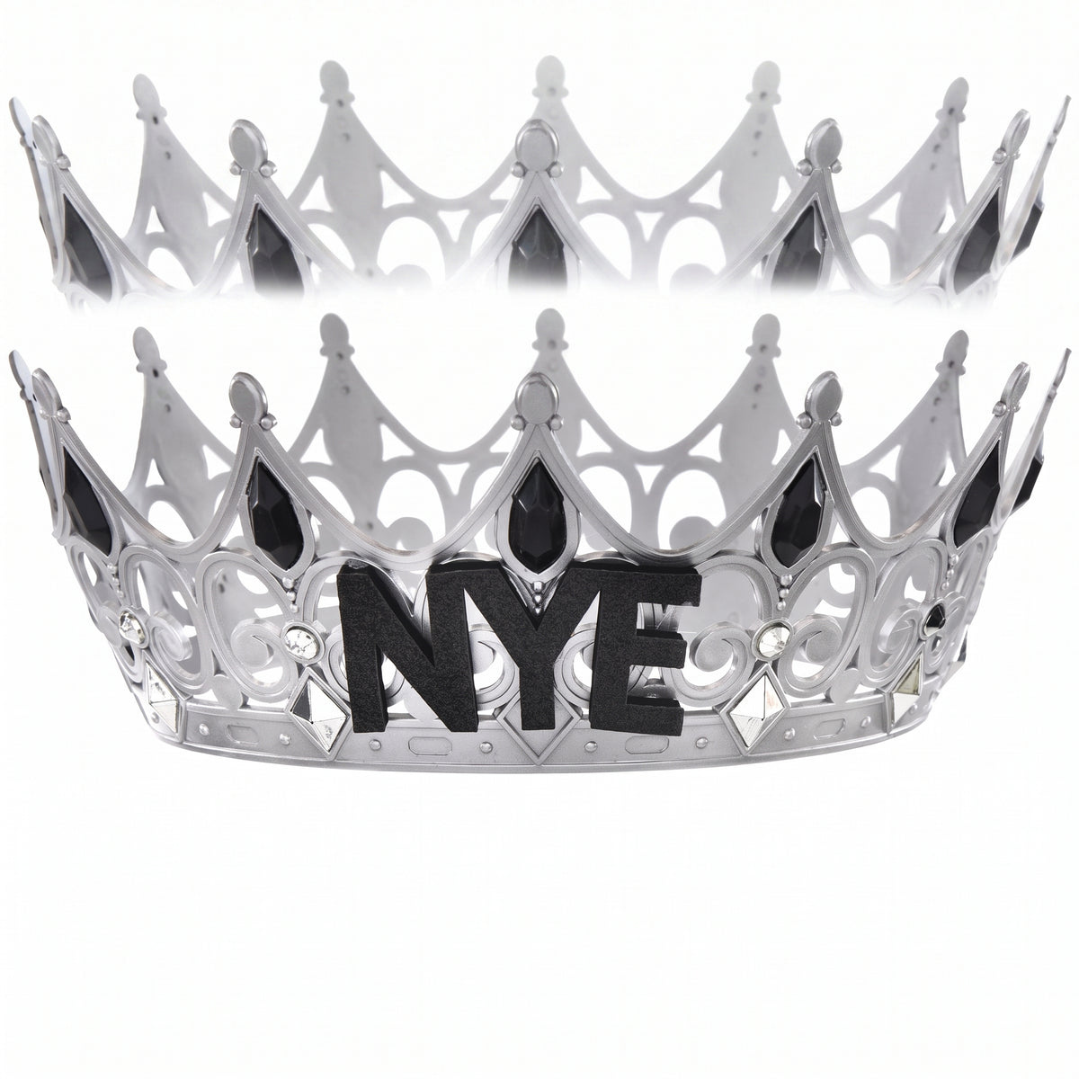 Silver "NYE" Royal Jeweled Crown Tiara for New Year's Eve