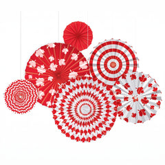 Canada Day Maple Leaf Paper Fan Decorations - 6 Pack