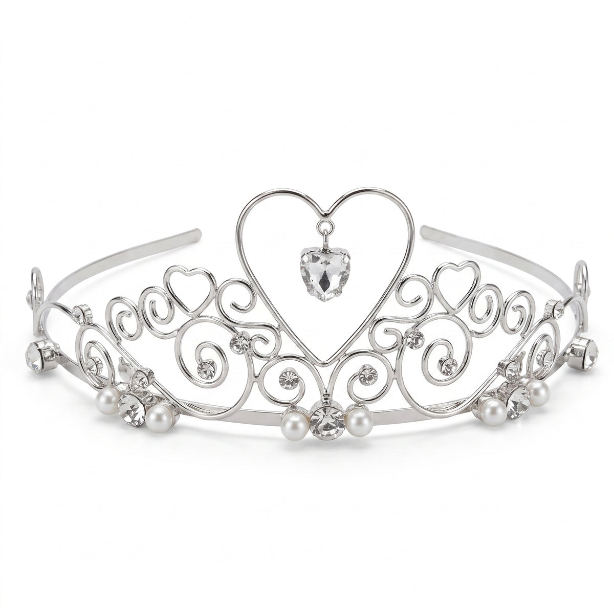 Elegant Bridal Heart Tiara with Gemstone Accents