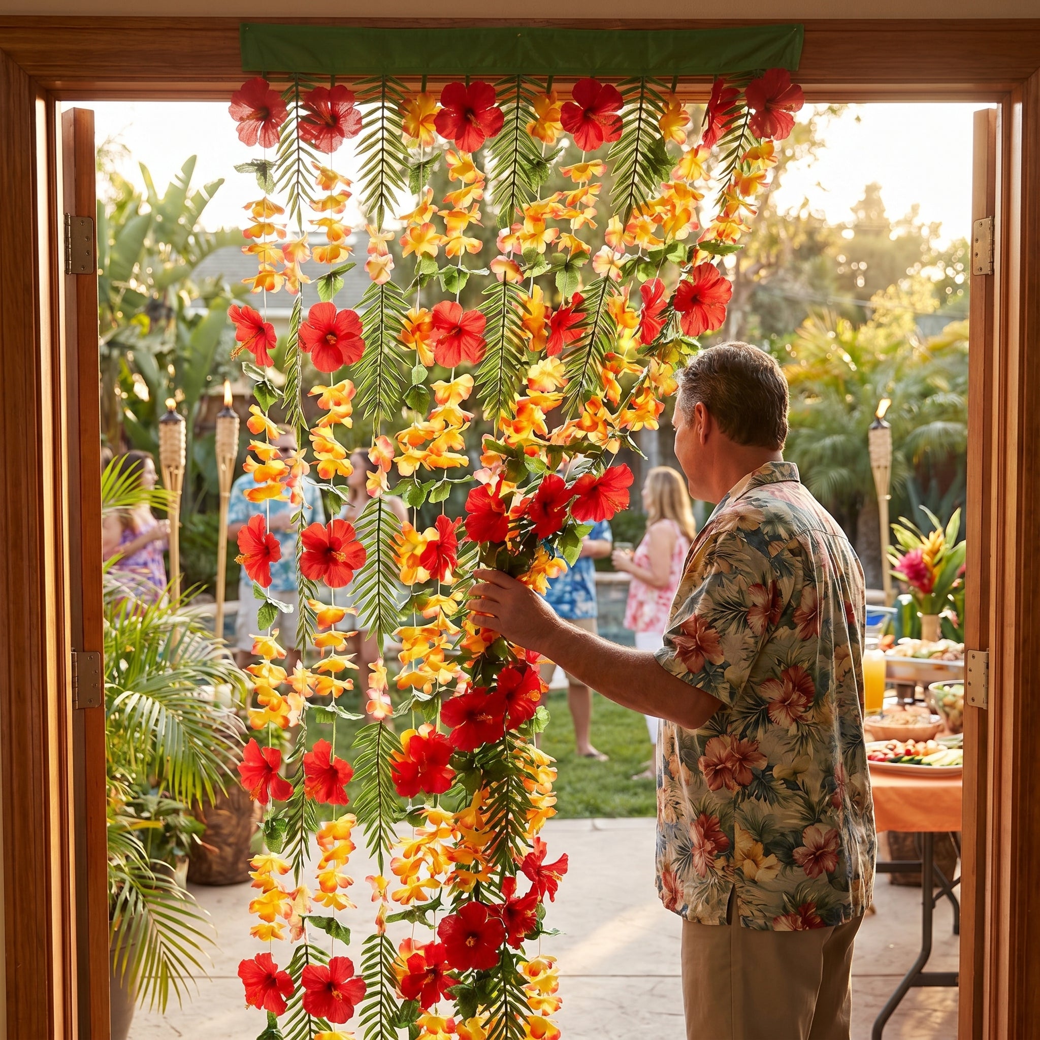 Vibrant Luau Floral Hanging Curtain Decoration