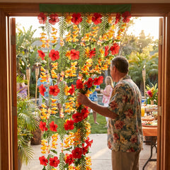 Vibrant Luau Floral Hanging Curtain Decoration