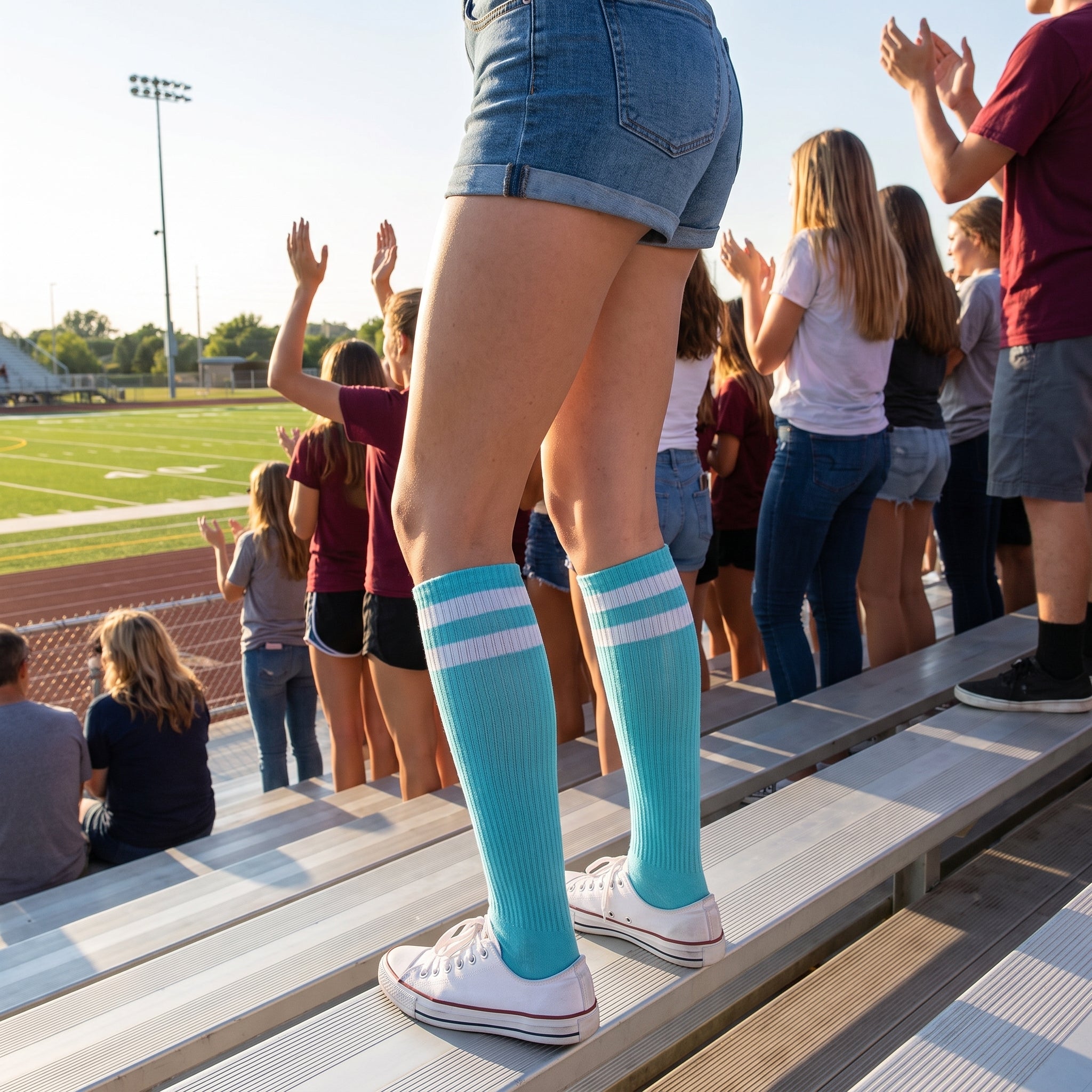 Turquoise Athletic Knee-High Socks for Team Spirit