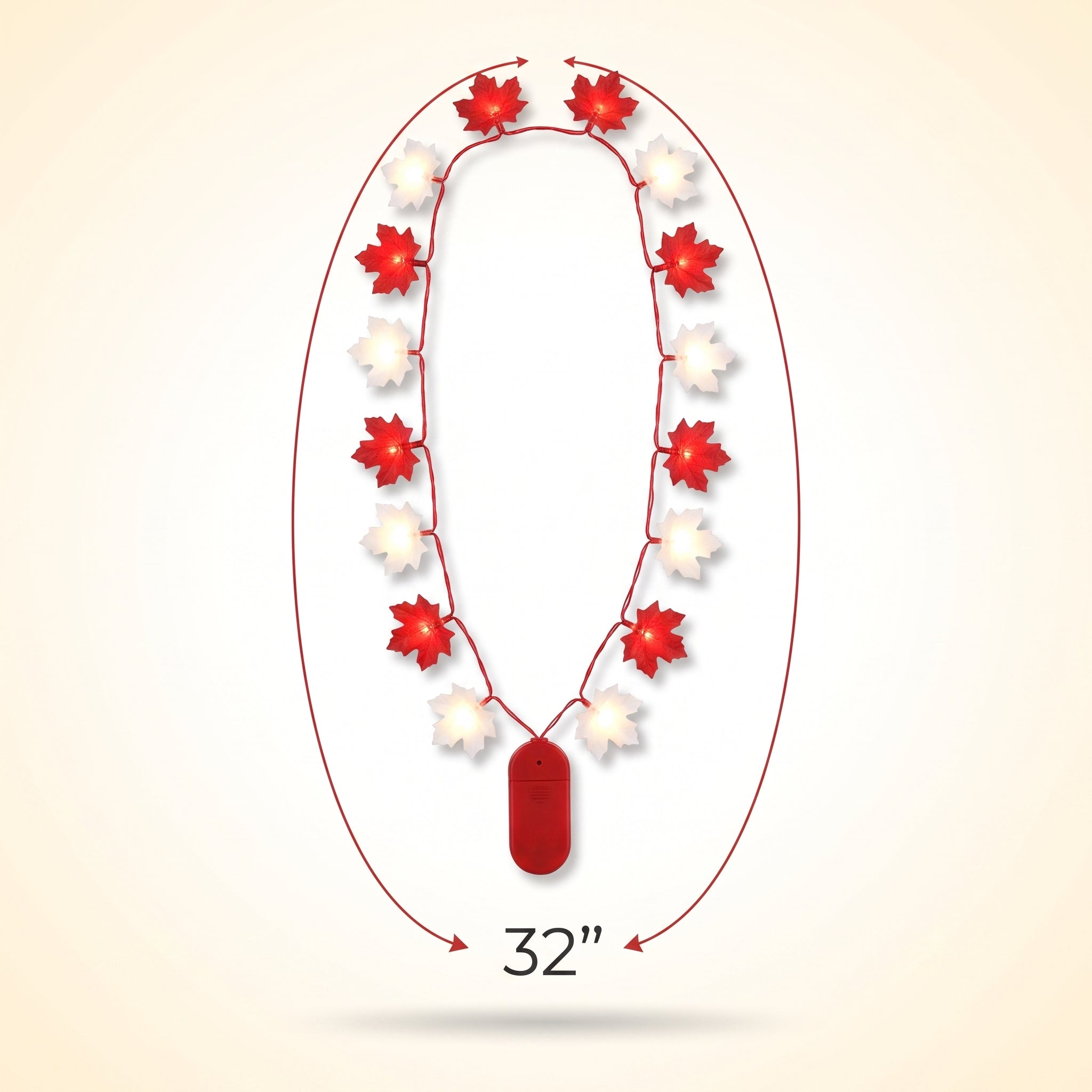 Light-Up Maple Leaf Necklace for Canada Day Celebrations