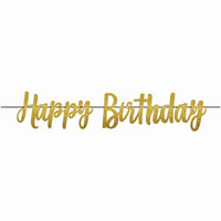 Glitter Gold "Happy Birthday" Banner Decoration