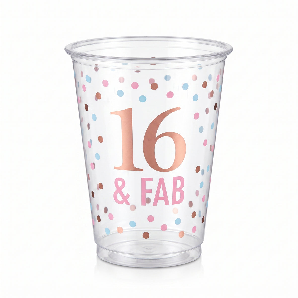 "16 & Fab" Sweet Sixteen Plastic Cups - 16 oz, 20 Pack