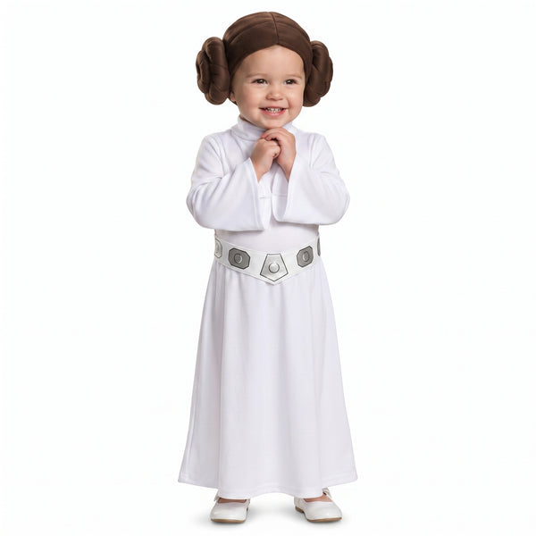 princess leia cosplay dress Infant Star Wars Costume with Wig vt::Dresses::Pattern::Polka Dots Color:Tree & Jingle Bell Dress Wig Belt Long Black & White Cotton