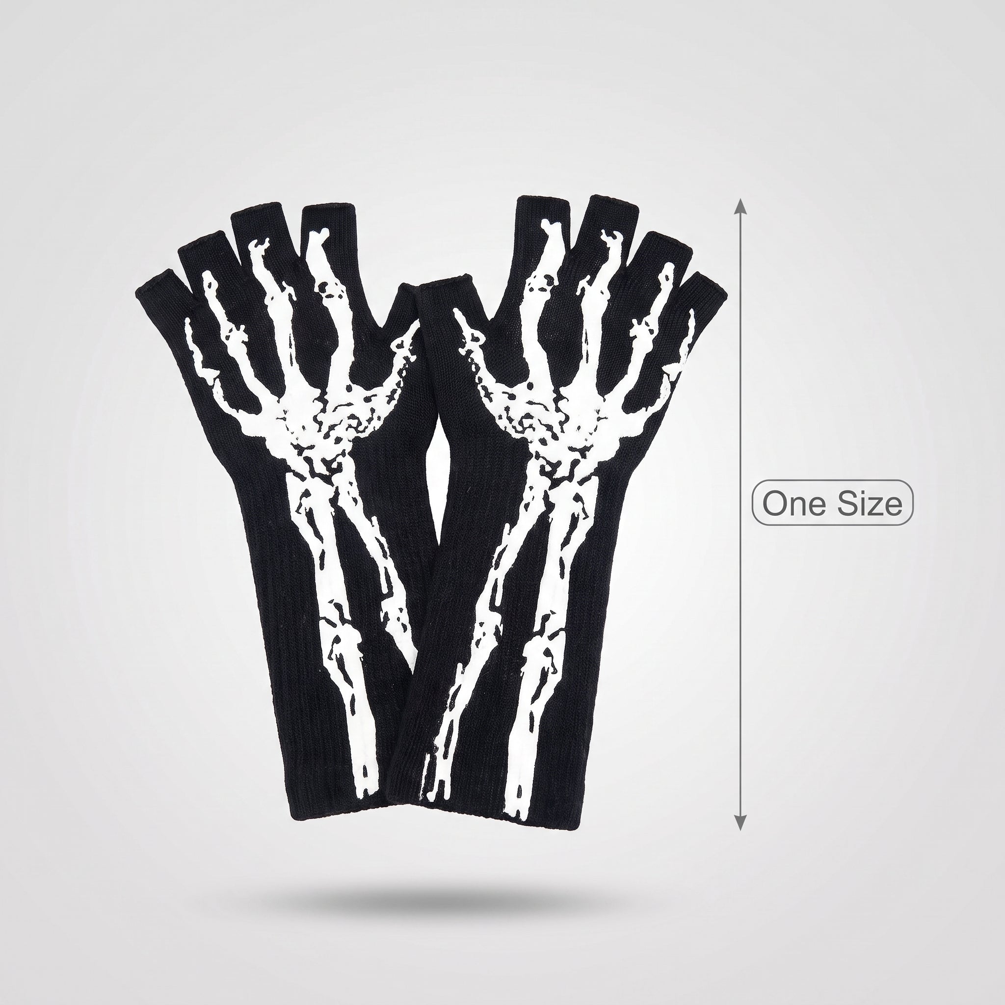 Glow-in-the-Dark Skeleton Fingerless Gloves - Adult Halloween Accessory