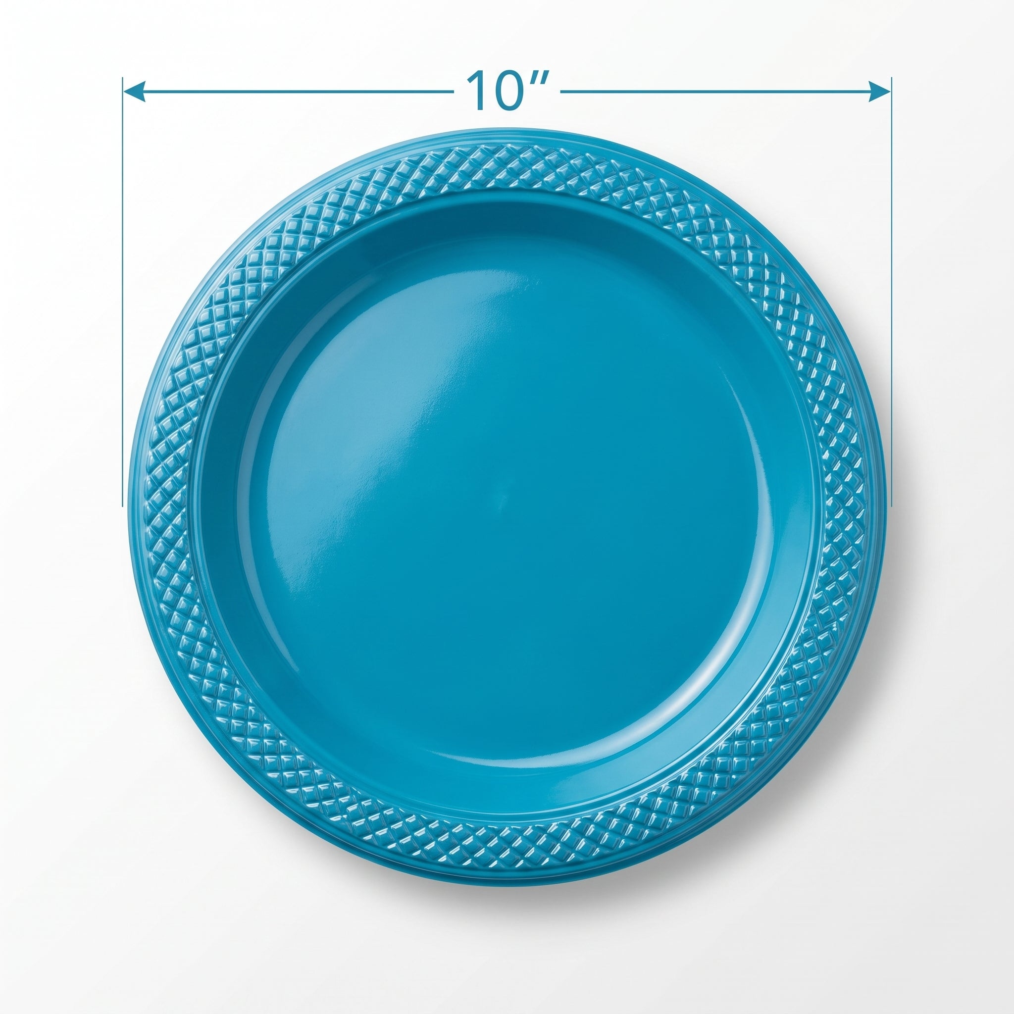 Caribbean Blue Round Plastic Dinner Plates - 10.25", 20 Count