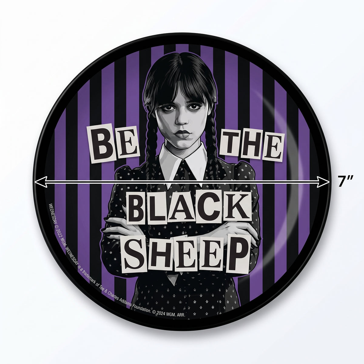 Wednesday Addams "Be The Black Sheep" 7-Inch Round Dessert Plates, 8-Pack