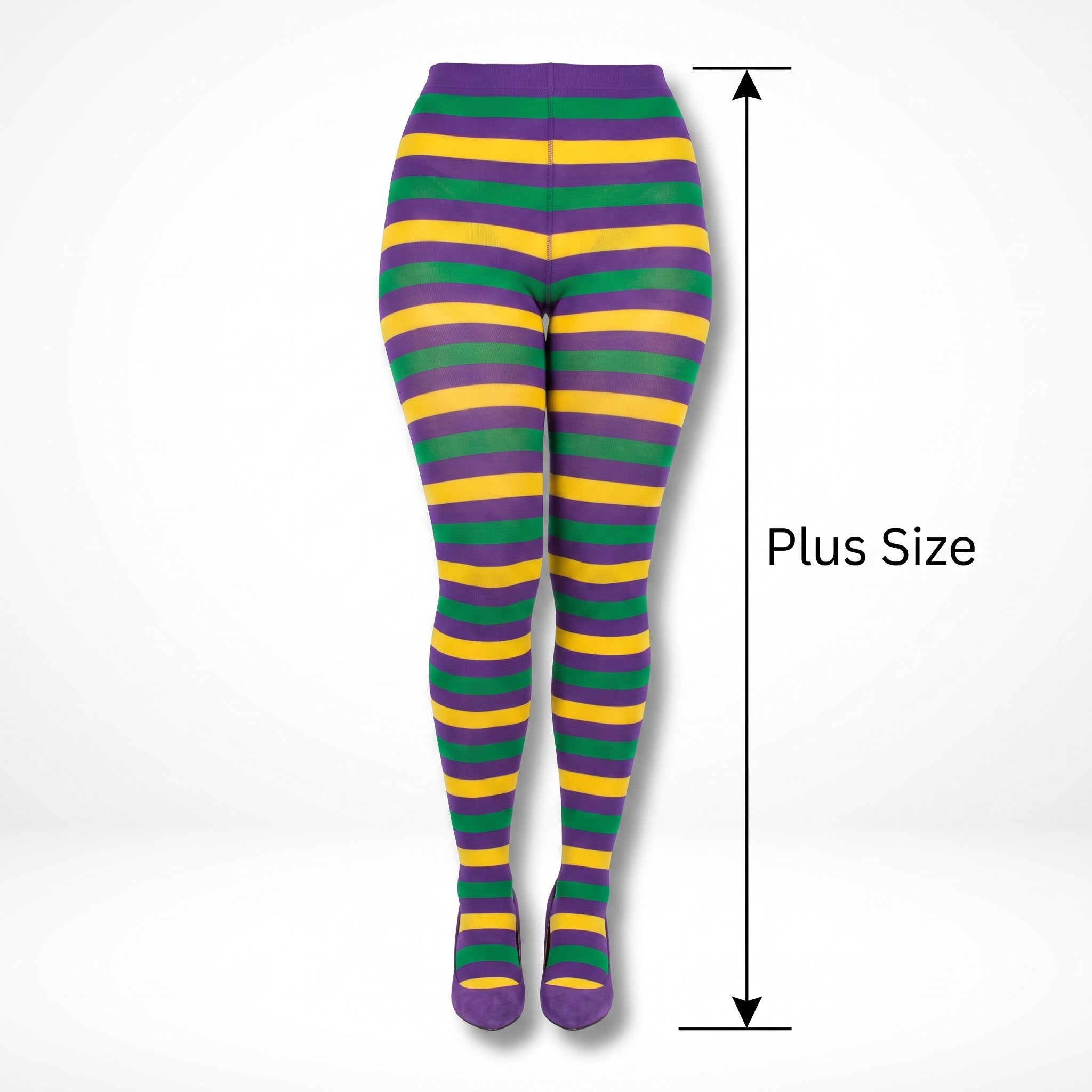Plus Size Striped Tights - Mardi Gras Masquerade