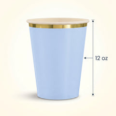 Elegant Blue & Gold 12oz Paper Cups