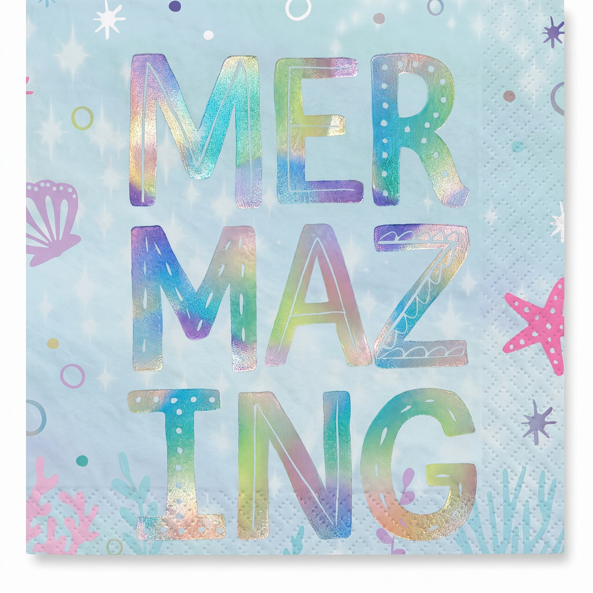 Shimmering Mermaids "Mermazing" Beverage Napkins - 16 Pack - 5 In. X 5 In.
