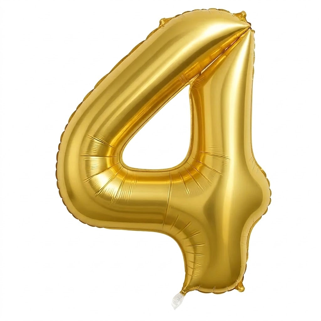 Gold Number "4" Foil Balloon | 34"