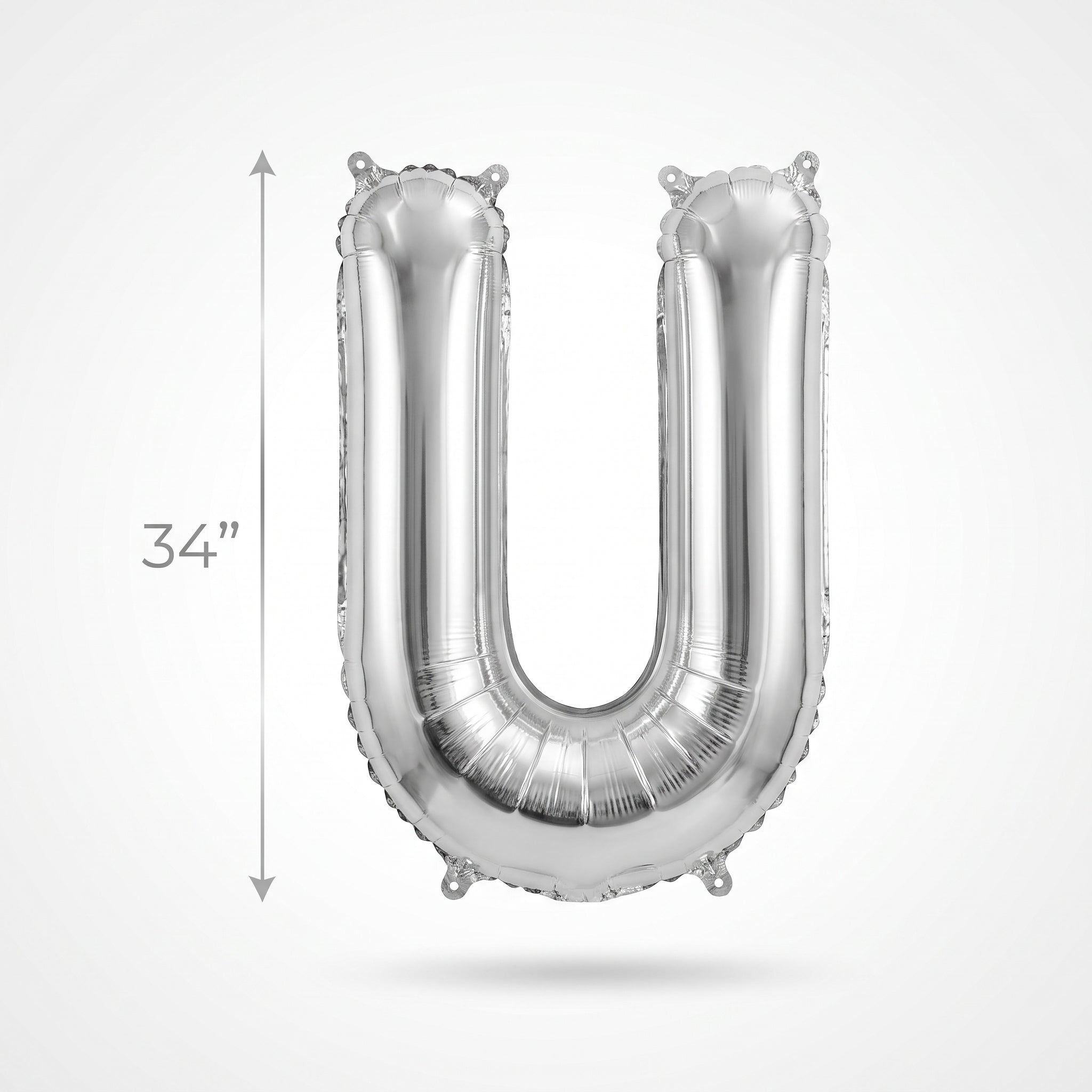 Silver Letter "U" Foil Balloon - Metallic Mylar Decoration