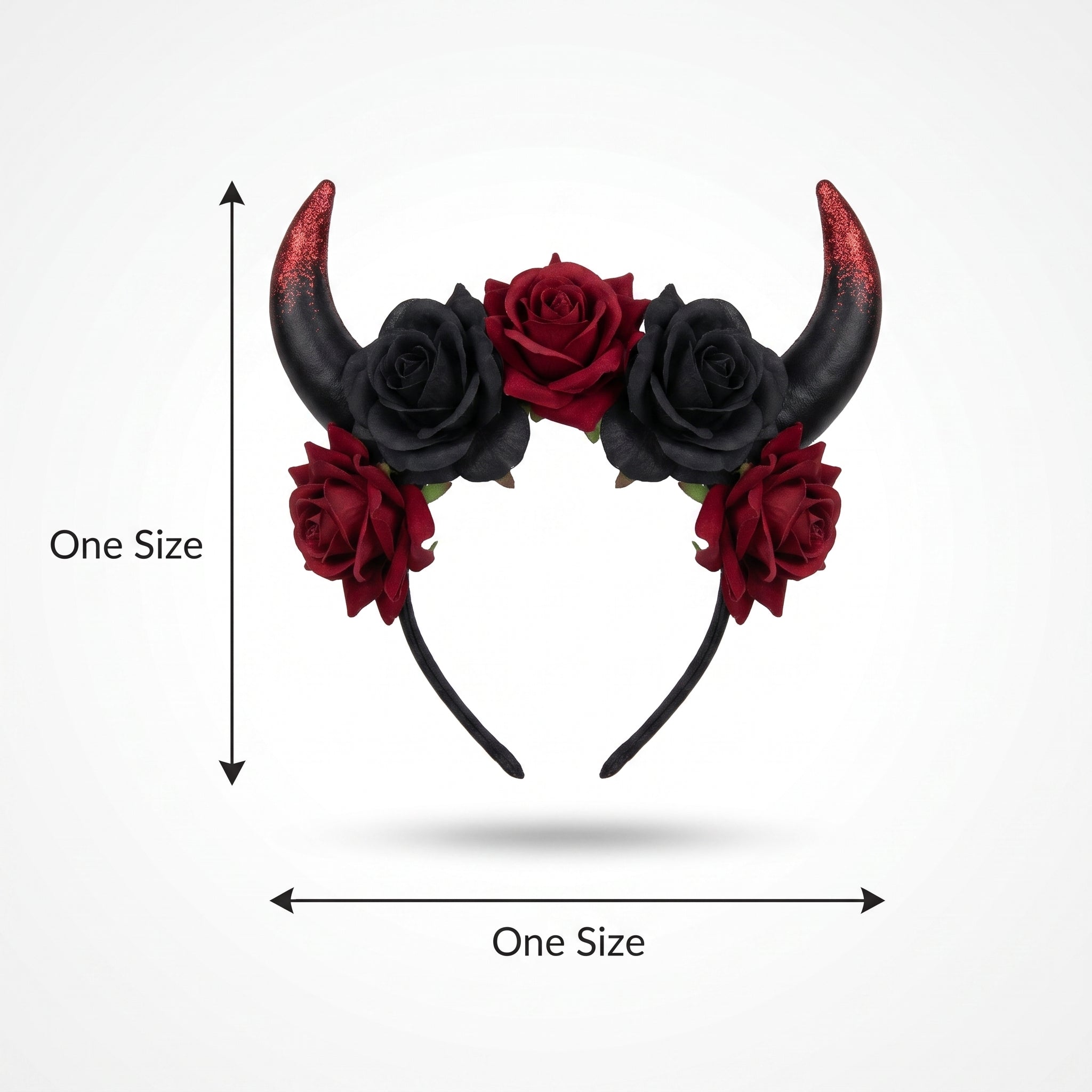Devil Horns Flower Crown Headband - Black/Red Halloween Accessory