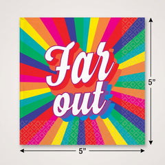 "Far Out" 70s Good Vibes Beverage Napkins, 16-Pack - 5 In. X 5 In.