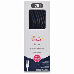 True Navy Plastic Forks - 7.5 in. - 20 Pack