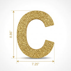 Glitter Gold Letter C Sign - Standing Block Decoration, 4-Inch