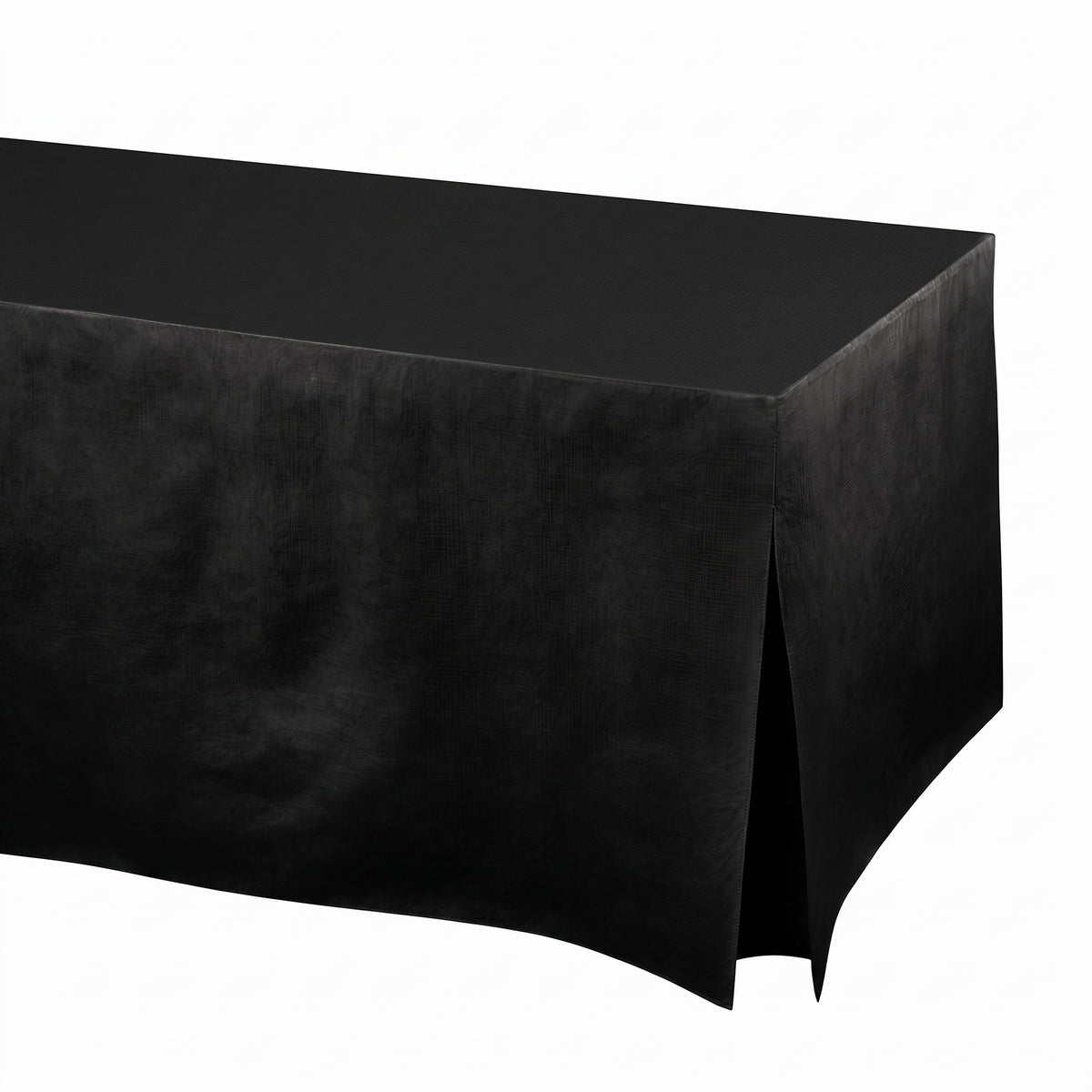 Elegant Black Flannel-Backed Vinyl Fitted Table Cover, 72-Inch - 72 in.