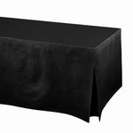Elegant Black Flannel-Backed Vinyl Fitted Table Cover, 72-Inch - 72 in.