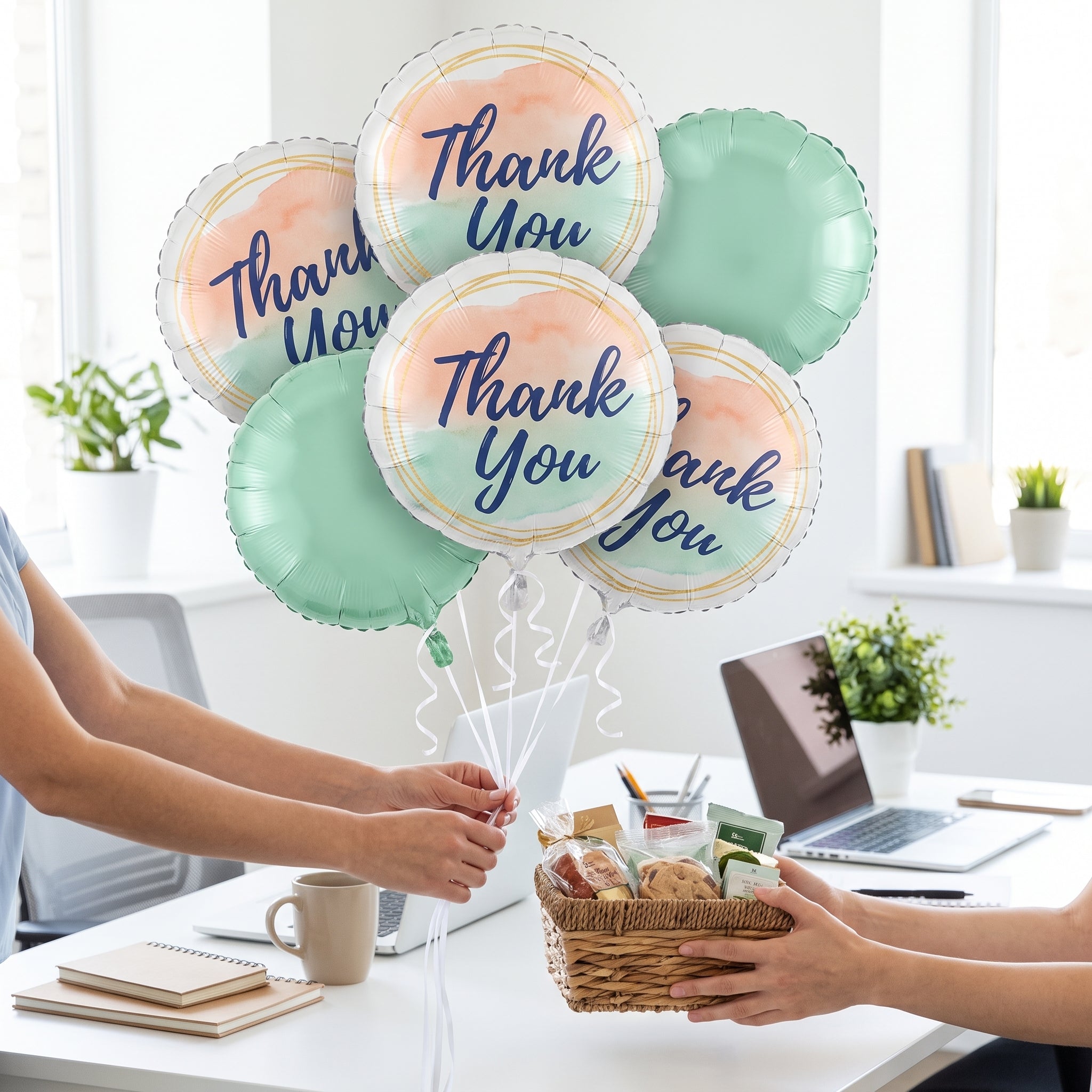 Elegant Metallic Thank You Foil Balloon Bouquet - 5 Piece Set