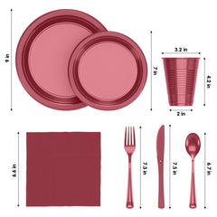 182 Piece Combo Set - Service For 26 - Burgundy