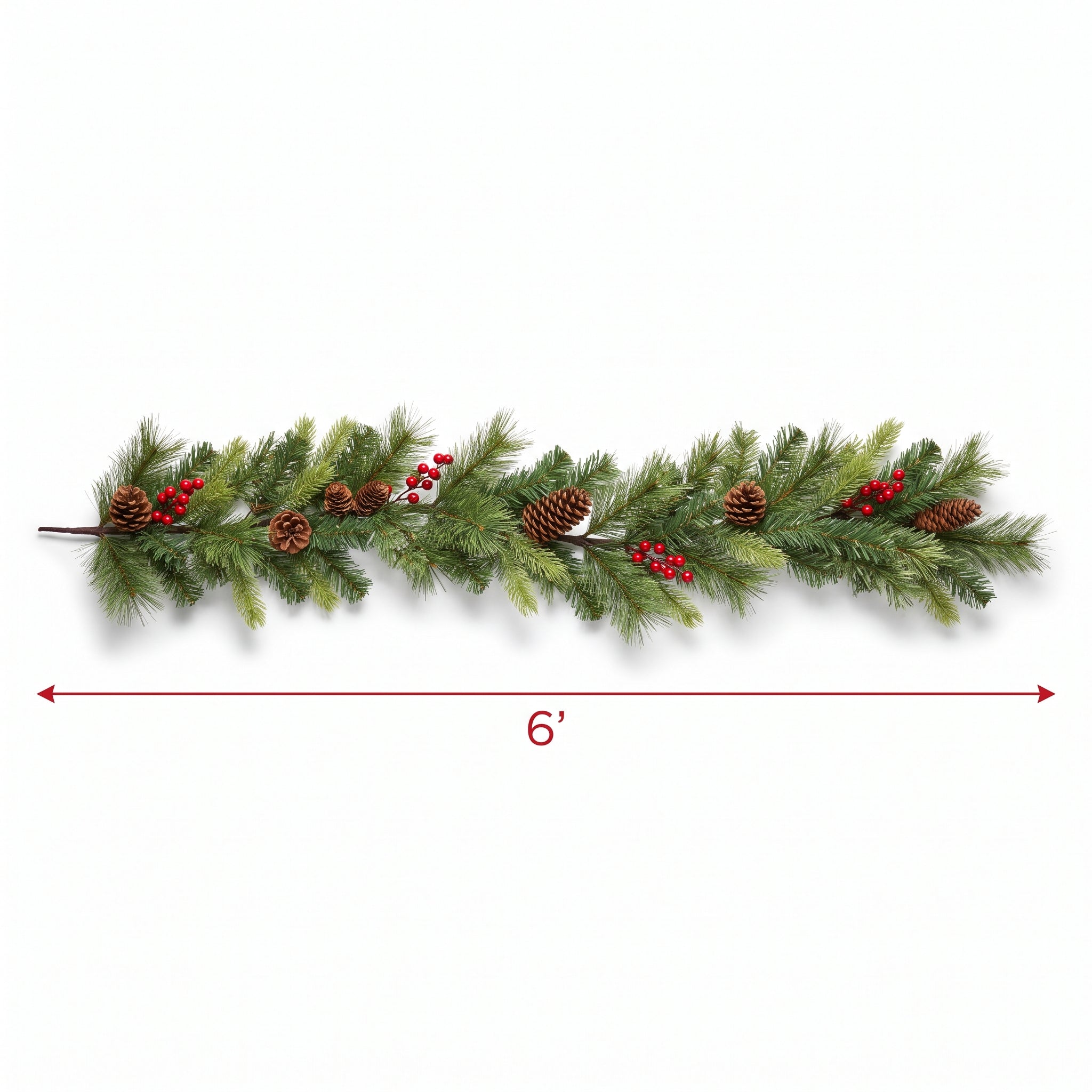 Festive Faux Pine Christmas Garland - 6 Feet