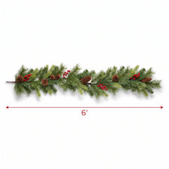 Festive Faux Pine Christmas Garland - 6 Feet