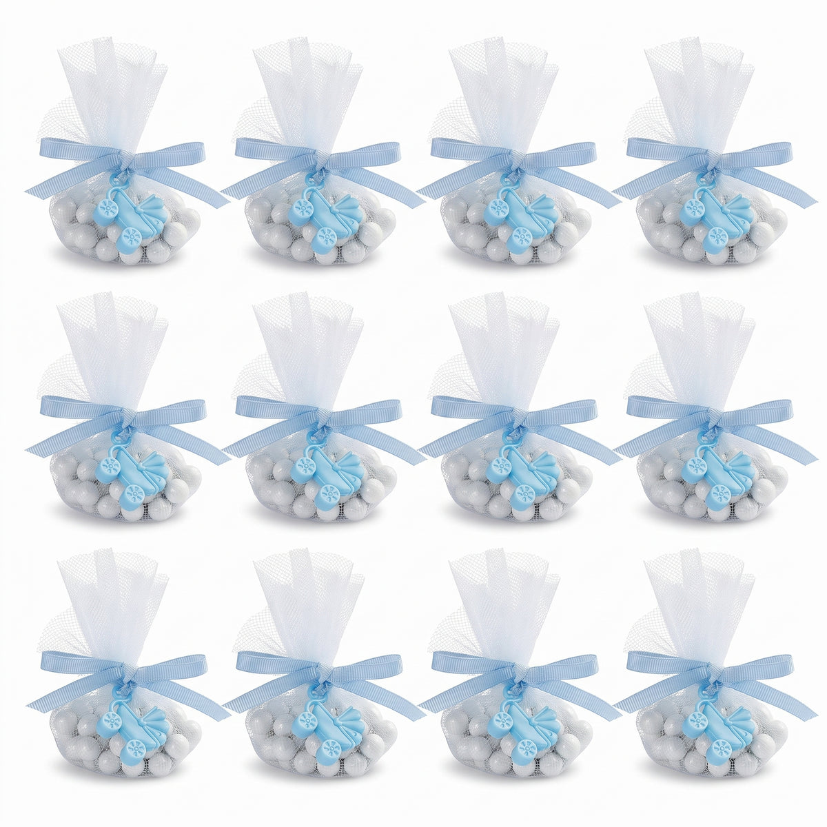 Blue Baby Stroller Favor Charms - 12 Pack