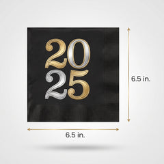 Bubbly 2025 New Year's Eve Luncheon Napkins - 6.5 In. x 6.5 In.