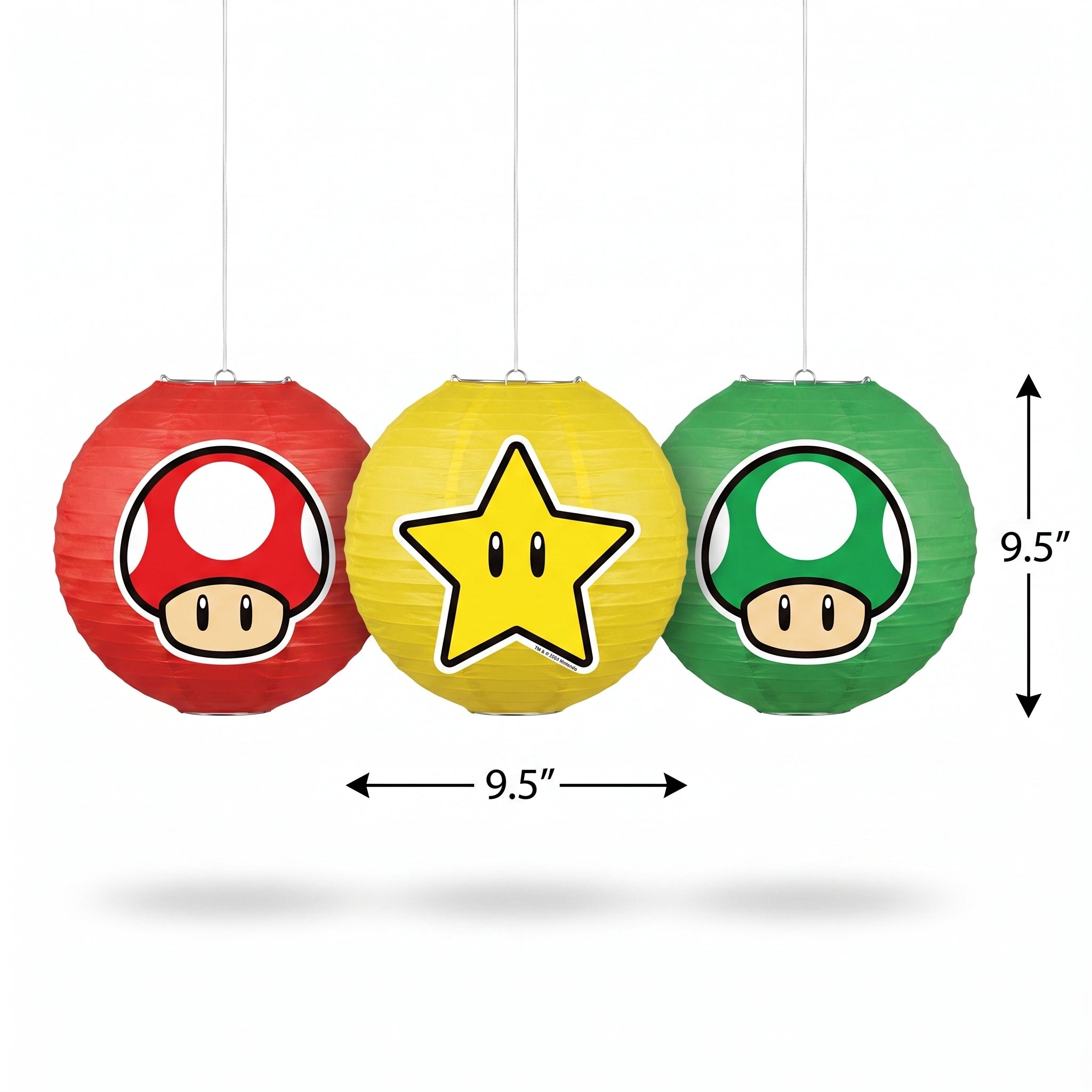 Nintendo Super Mario Bros Paper Lantern Decorations, 9.5-Inch, 3-Pack