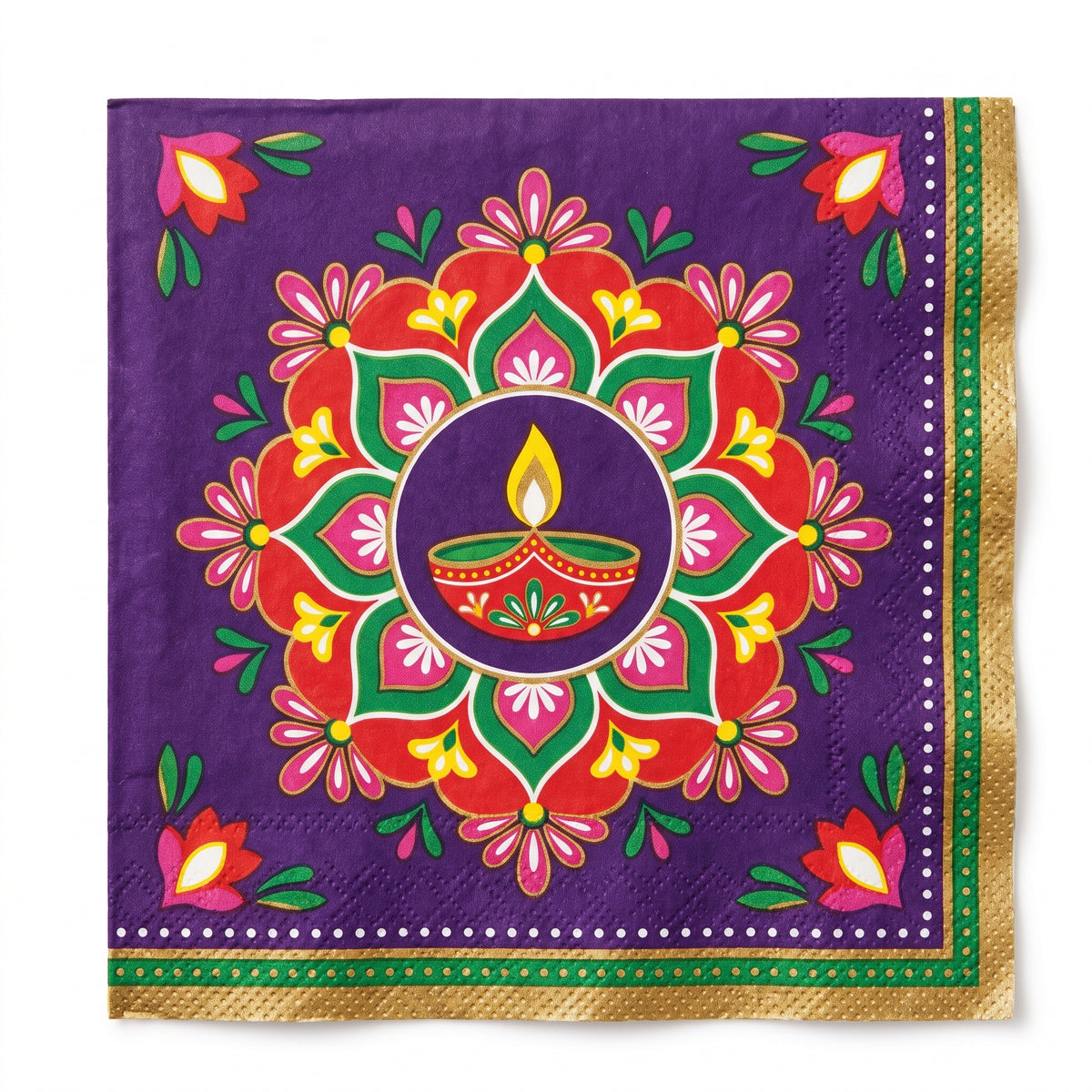 Diwali Rangoli Dream Beverage Napkins - 16 Pack - 5 In. X 5 In.