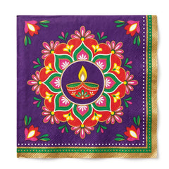 Diwali Rangoli Dream Beverage Napkins - 16 Pack - 5 In. X 5 In.