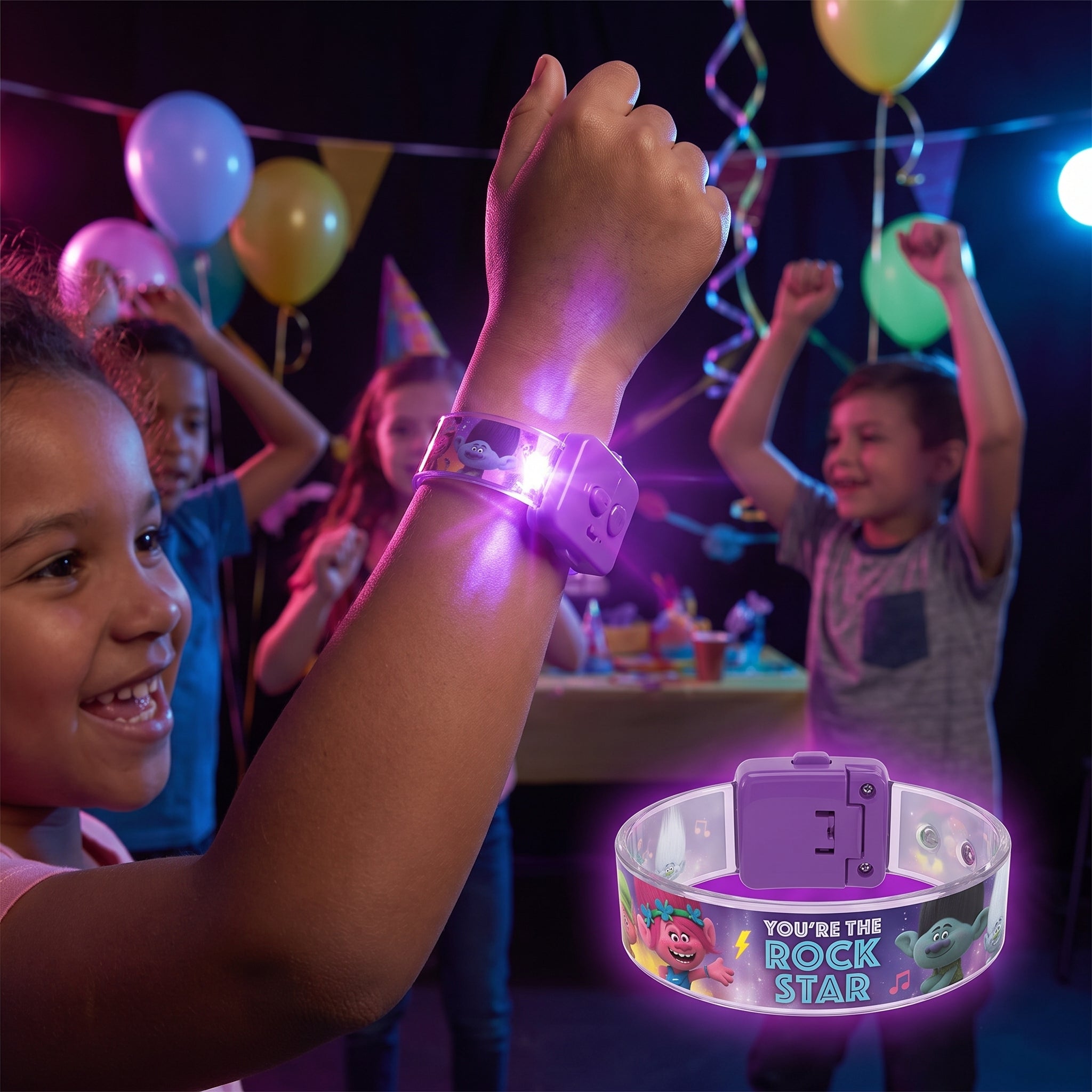 Trolls World Tour Light-Up Bracelets, Multi-Coloured, 4-Pack