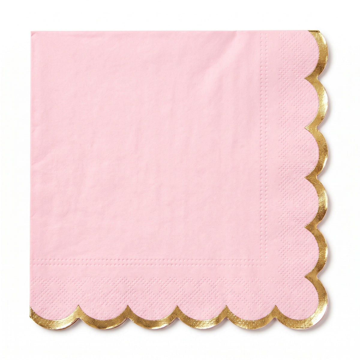 Pink Scalloped Edge Luncheon Napkins with Gold Foil - 6.5 in. x 6.5 in.
