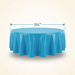 Caribbean Blue Flannel Backed Round Table Cover - 84"
