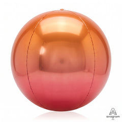 Radiant Red/Orange Ombre Orbz Foil Balloon