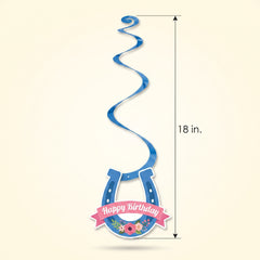 Saddle Up Western Birthday Swirl Decorations - Pink & Blue, 12-Pack