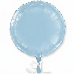 Pastel Blue Foil Balloon 18 Inch Round - Self-Sealing Light Blue Mylar Balloon with Ribbon for Baby Shower, Gender Reveal, Birthday Party Decorations