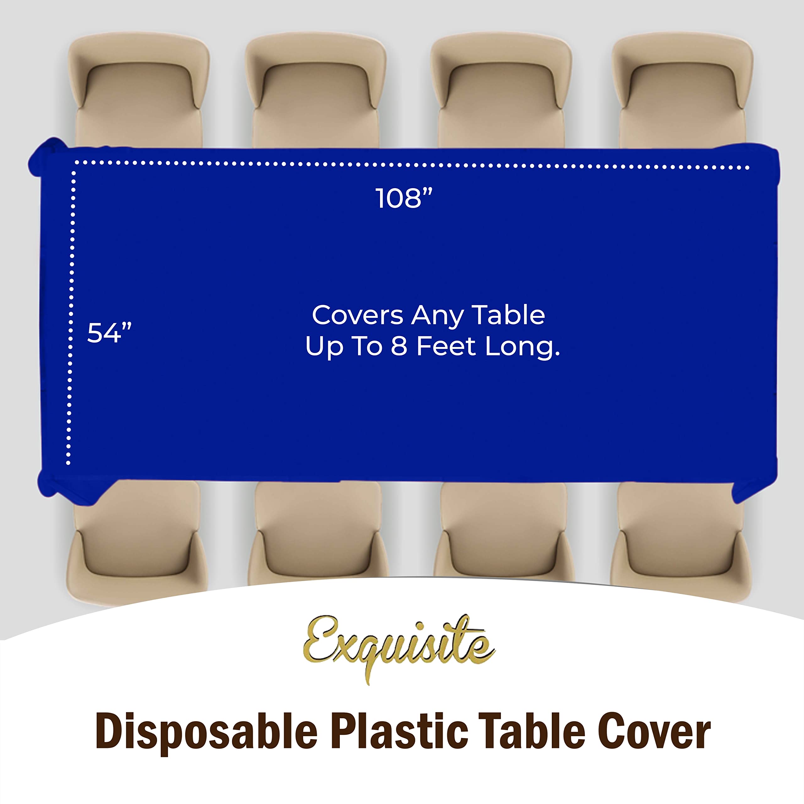 Premium Dark Blue Plastic Table Covers | 12 Pack