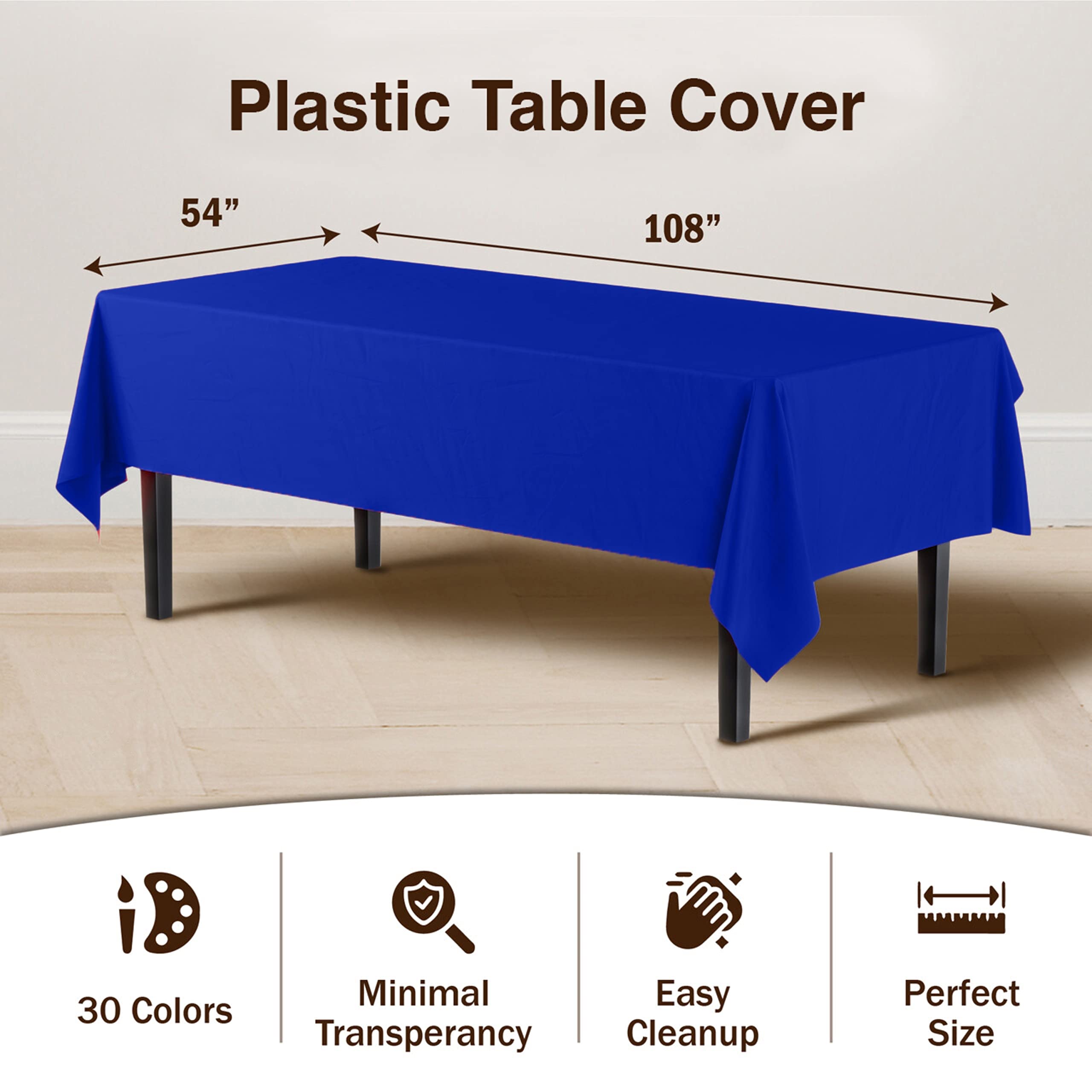 Premium Dark Blue Plastic Table Covers | 12 Pack