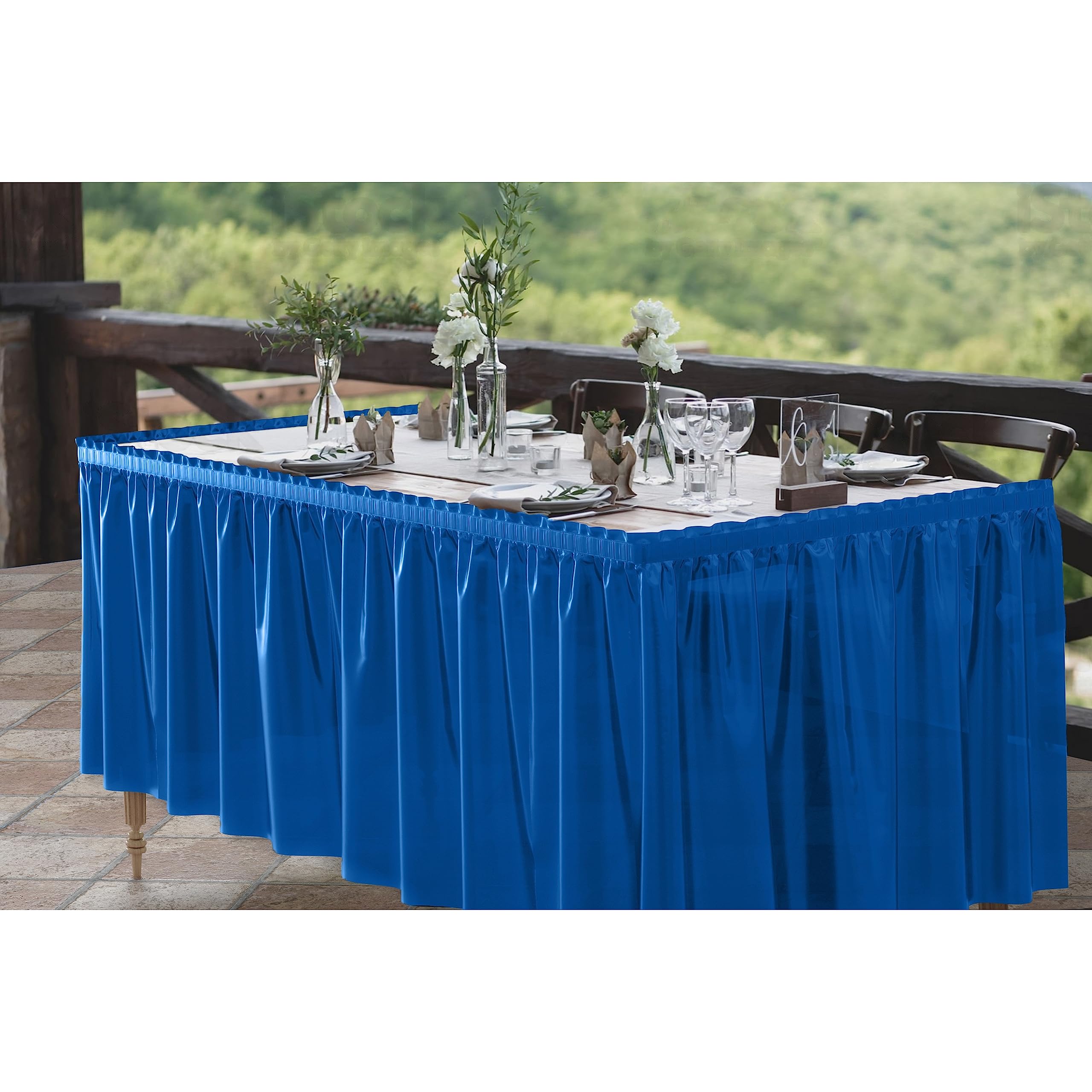 Dark Blue plastic table skirt