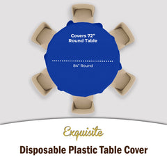 Round Dark Blue Plastic Table Covers | 6 Pack