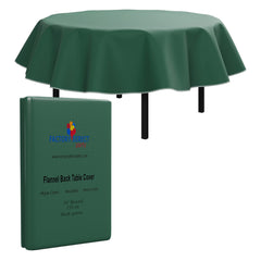 Dark Green Flannel Backed Table Cover 70 In. Round