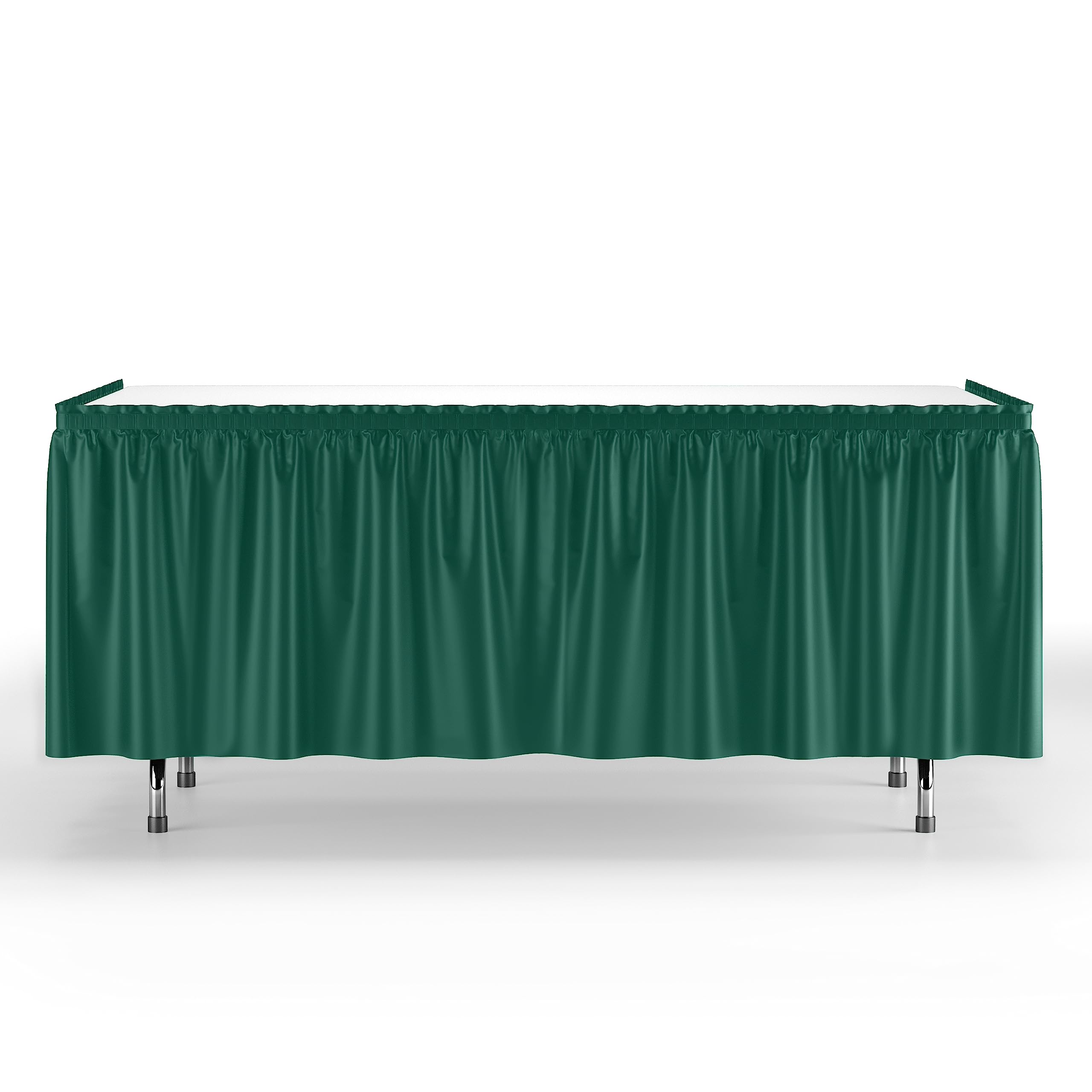 Dark Green Plastic Table Skirt | 6 Pack