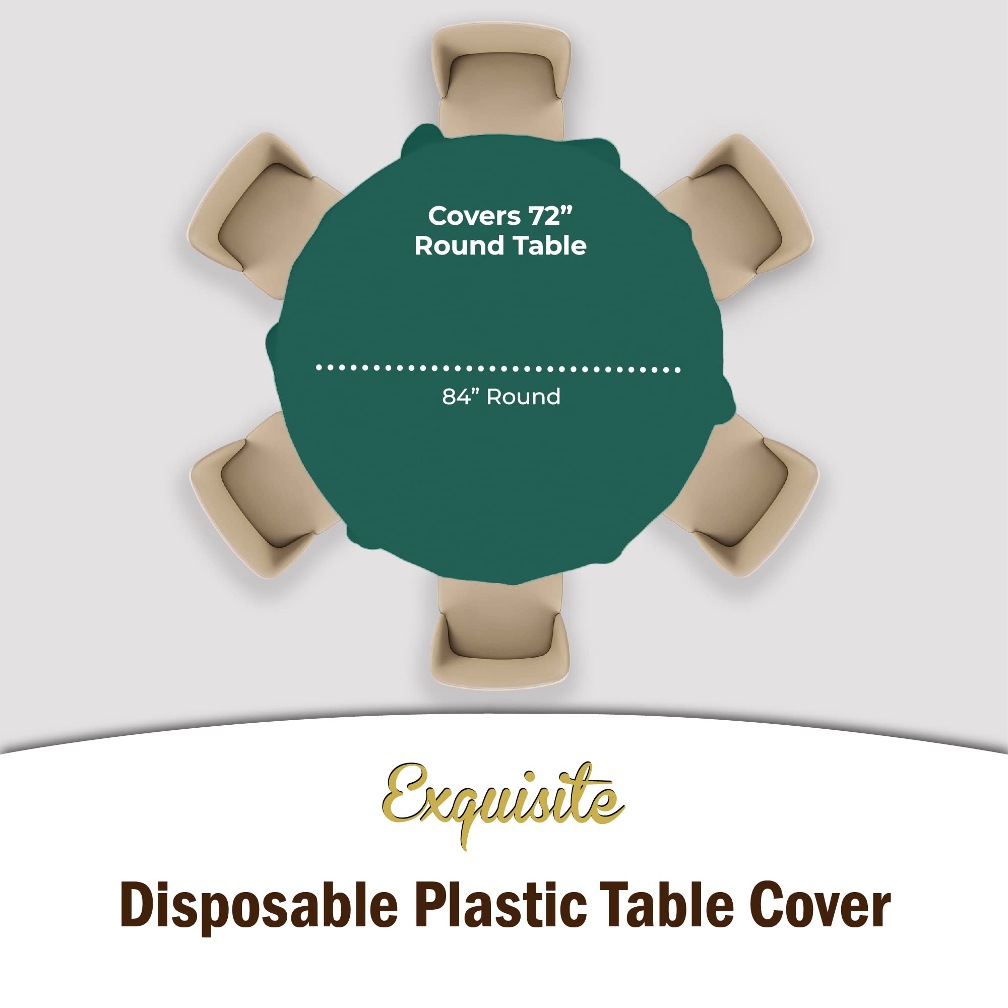 Round Dark Green Plastic Table Covers | 6 Pack