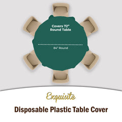 Round Dark Green Plastic Table Covers | 6 Pack